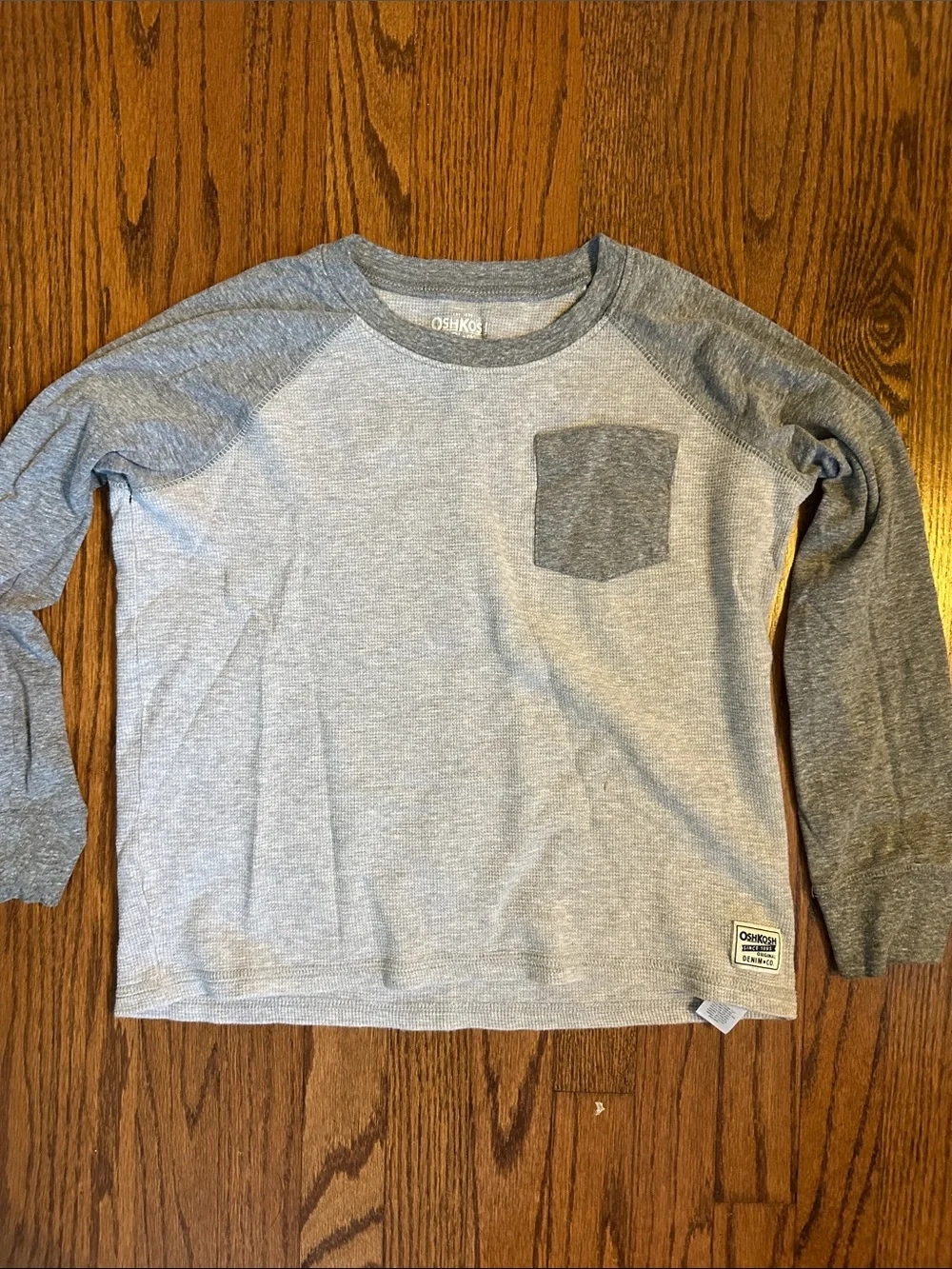 OshKosh B'gosh Two-Tone Gray Long Sleeve Tee with Pocket